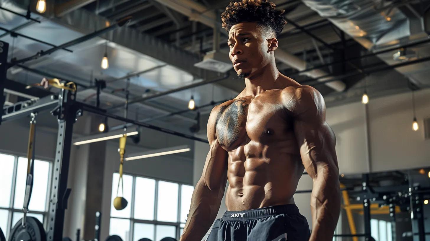 a dynamic, modern gym setting showcases a diverse group of athletes engaged in intense workouts, with bright, focused lighting and motivational decor, as one athlete prominently displays a cbd product, symbolizing the pursuit of enhanced muscle recovery and performance.