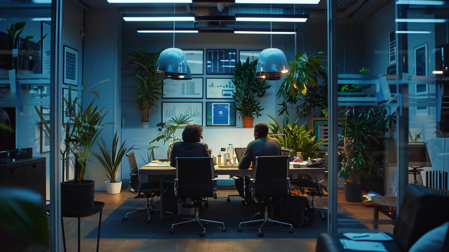 a focused office scene captures a solemn discussion between athletes and legal advisors, surrounded by regulatory documents and cbd product samples, emphasizing the critical legal implications of cbd use in sports.