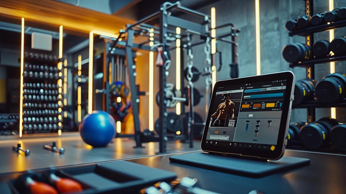 a modern, sleek gym environment showcases an athlete engaged with a digital recovery tracking app on a tablet, surrounded by cbd products and personalized nutrition plans, highlighting the integration of technology, fitness, and recovery. a modern, sleek gym environment showcases an athlete engaged with a digital recovery tracking app on a tablet, surrounded by cbd products and personalized nutrition plans, highlighting the integration of technology, fitness, and recovery.