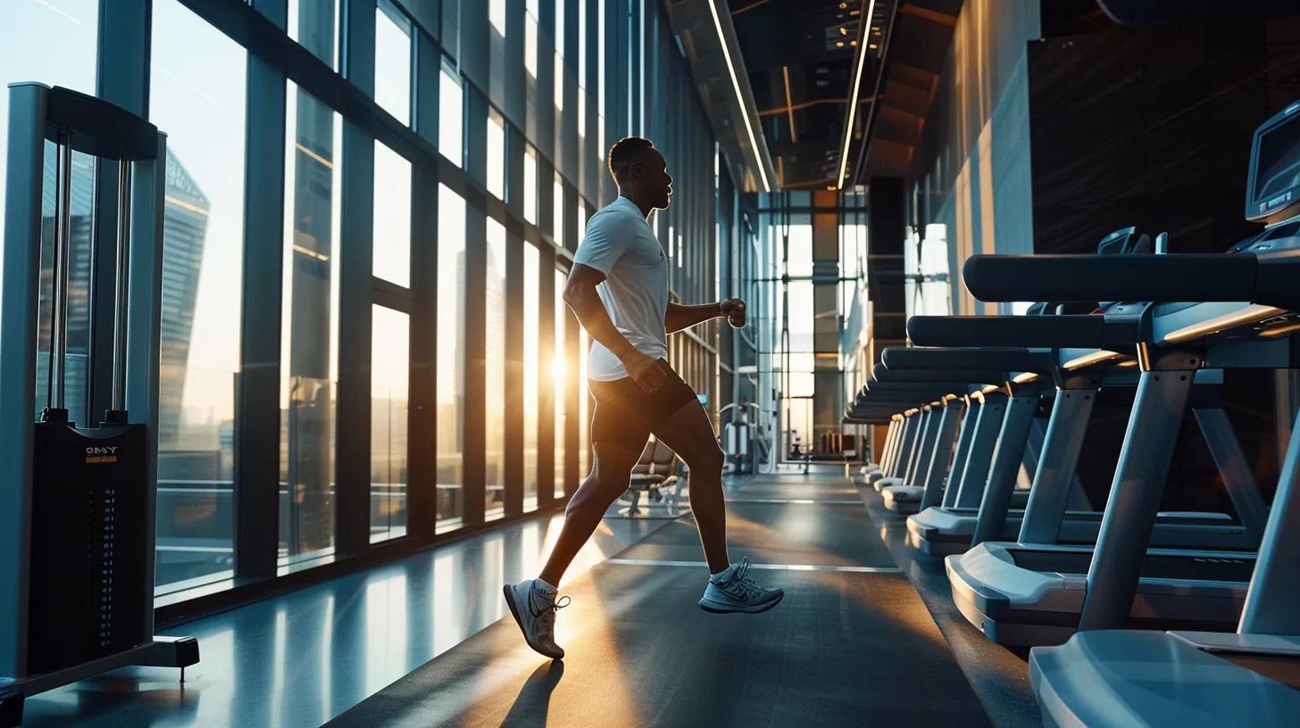 a sleek, modern gym interior showcases an athlete in dynamic motion, surrounded by high-end fitness equipment and strategically placed cbd product displays, emphasizing the theme of enhanced muscle recovery and athletic performance.