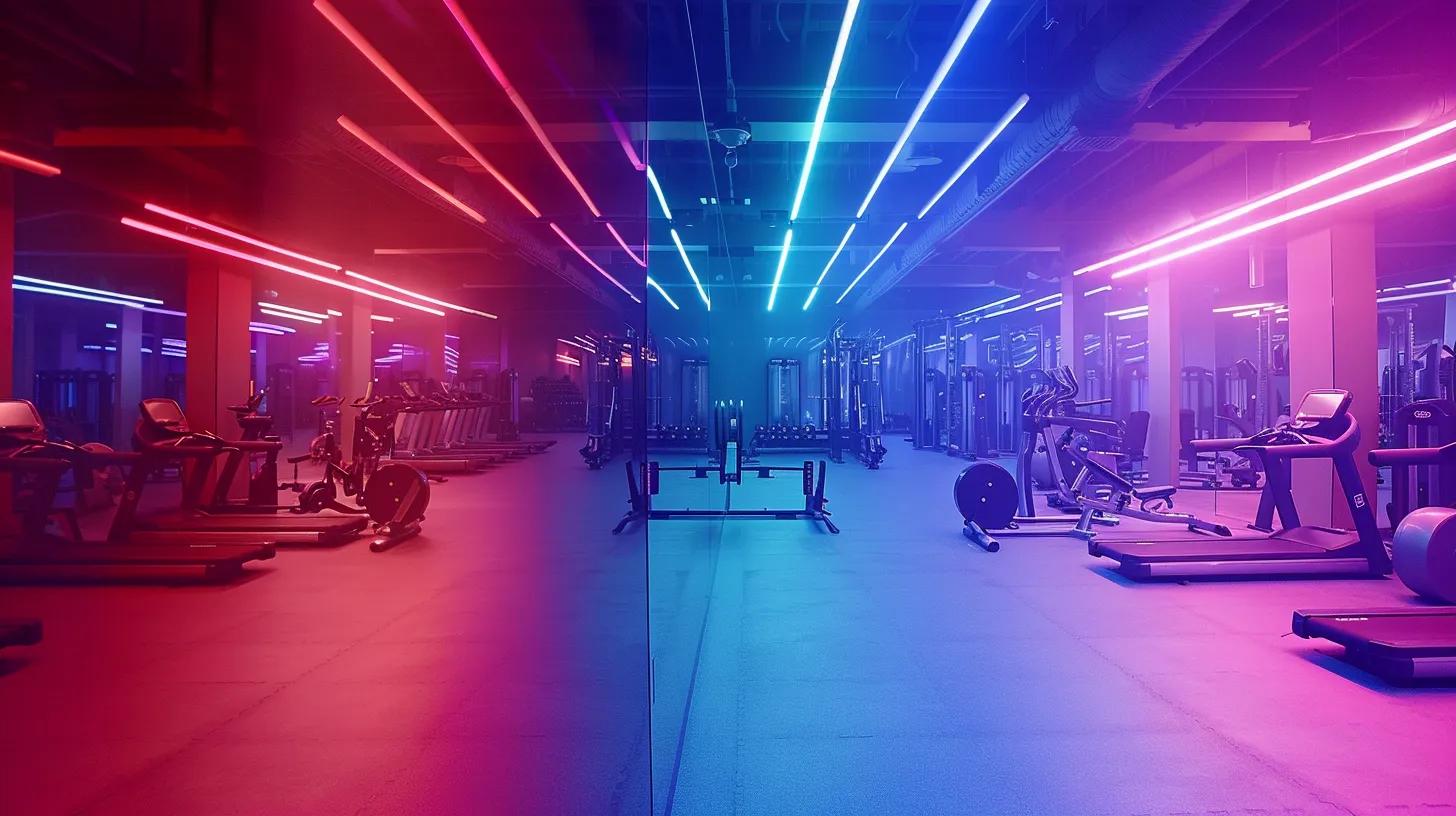 a vibrant fitness studio filled with engaged athletes using cbd products before and after intense workouts, illuminated by dynamic artificial lighting that showcases the energy and focus on recovery.