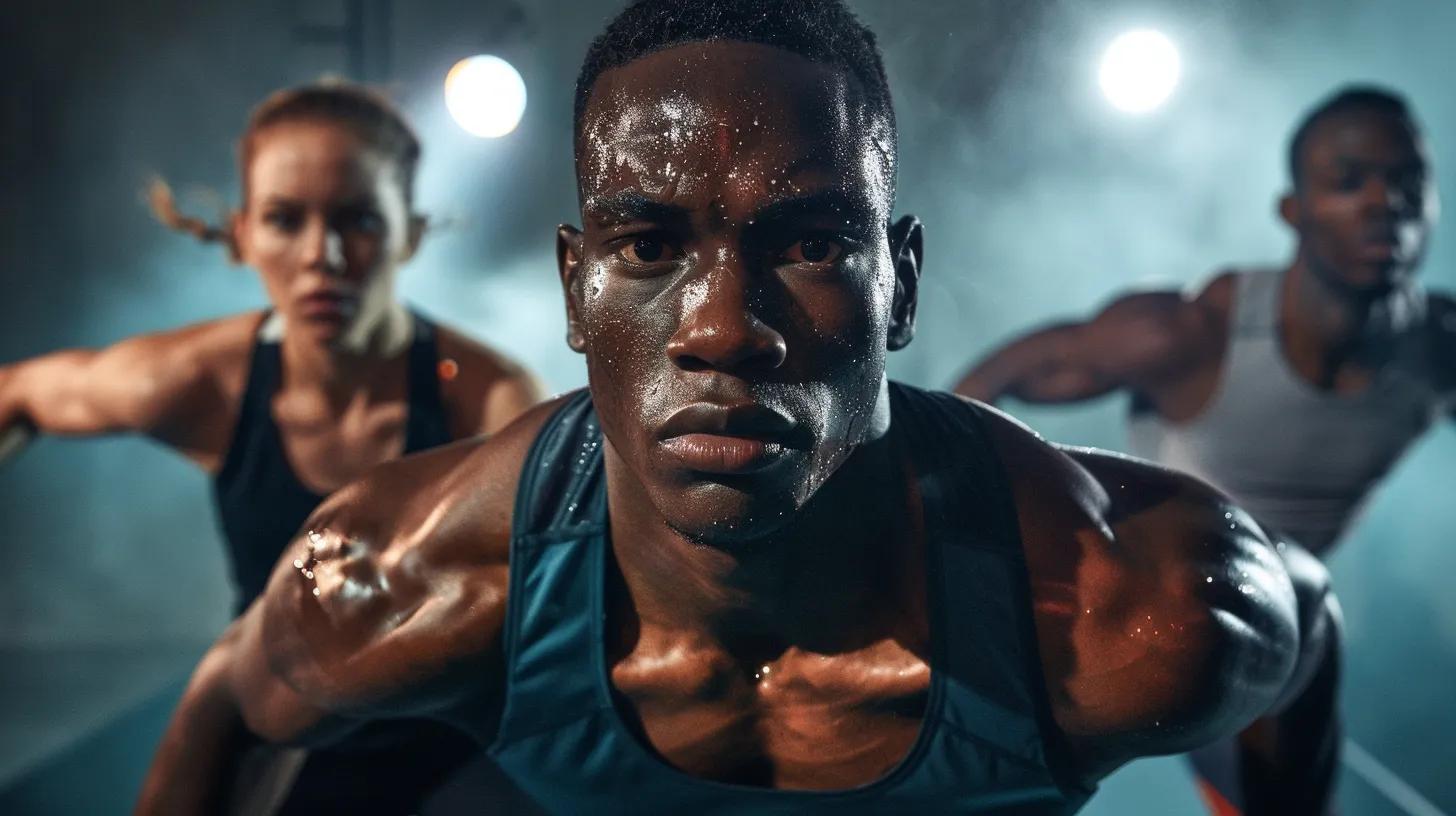 a dynamic split-scene showcases athletes from diverse sports—an endurance runner, a weightlifter, and a team sport player—focused and energized in a modern urban gym, each engaging with cbd products tailored to their specific performance needs under striking, professional lighting.