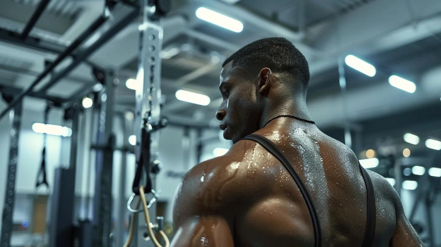 a sleek, modern gym interior showcases a confident athlete applying sweat cbd topical on their shoulder after an intense workout, surrounded by high-performance equipment and bold motivational posters. a sleek, modern gym interior showcases a confident athlete applying sweat cbd topical on their shoulder after an intense workout, surrounded by high-performance equipment and bold motivational posters.
