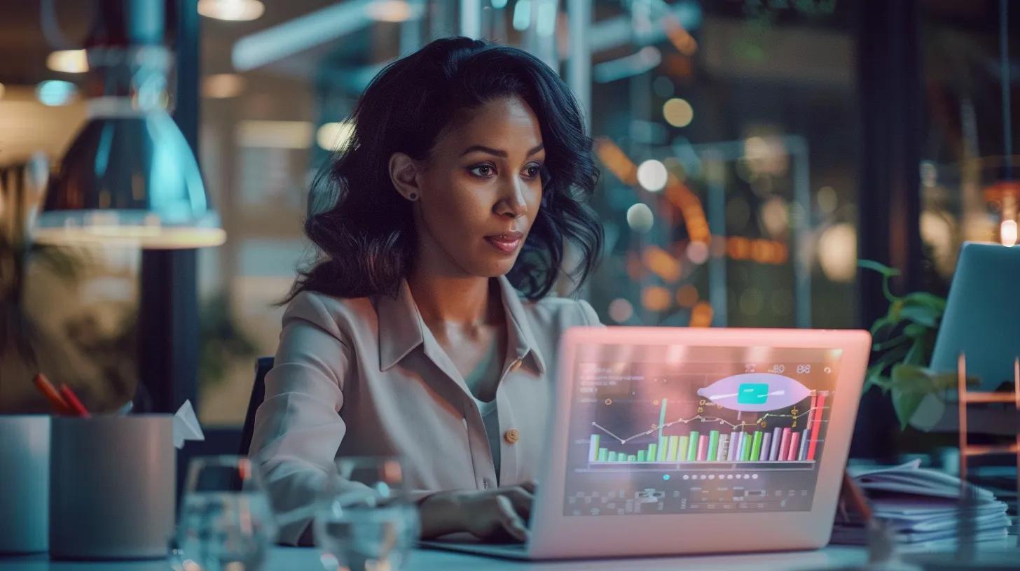 a sleek, modern office setting features a confident professional reviewing scientific studies on a laptop, surrounded by vibrant graphics illustrating the pain-relieving and anti-inflammatory effects of sweat cbd.