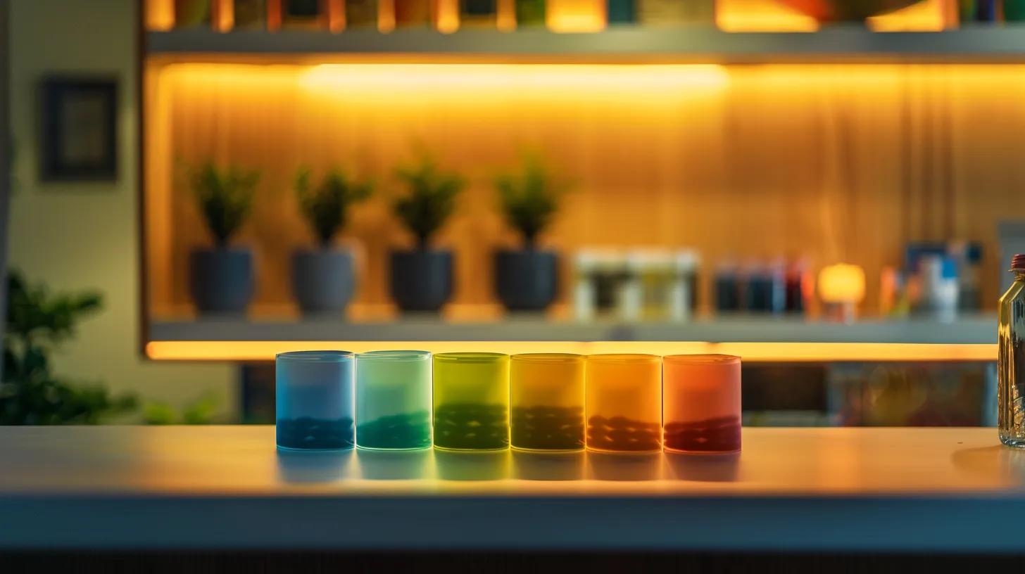 a sleek, modern office setting showcases an array of colorful cbd gummy packs artfully arranged on a minimalist desk, illuminated by soft, artificial lighting, emphasizing the theme of wellness and recovery in the health industry.